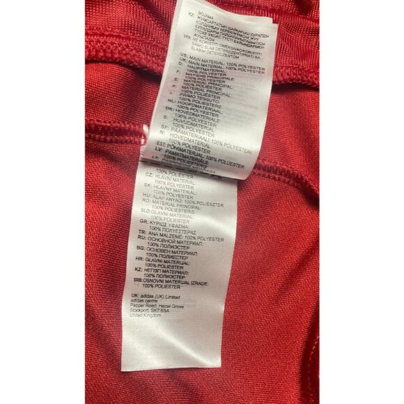 Adidas Womens Med Zip Front Track Coat Jacket Running Red with Stripes Pockets - Picture 11 of 12